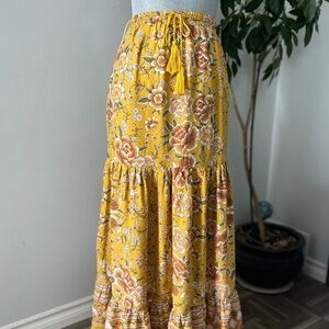 Mustard Floral Maxi Skirt